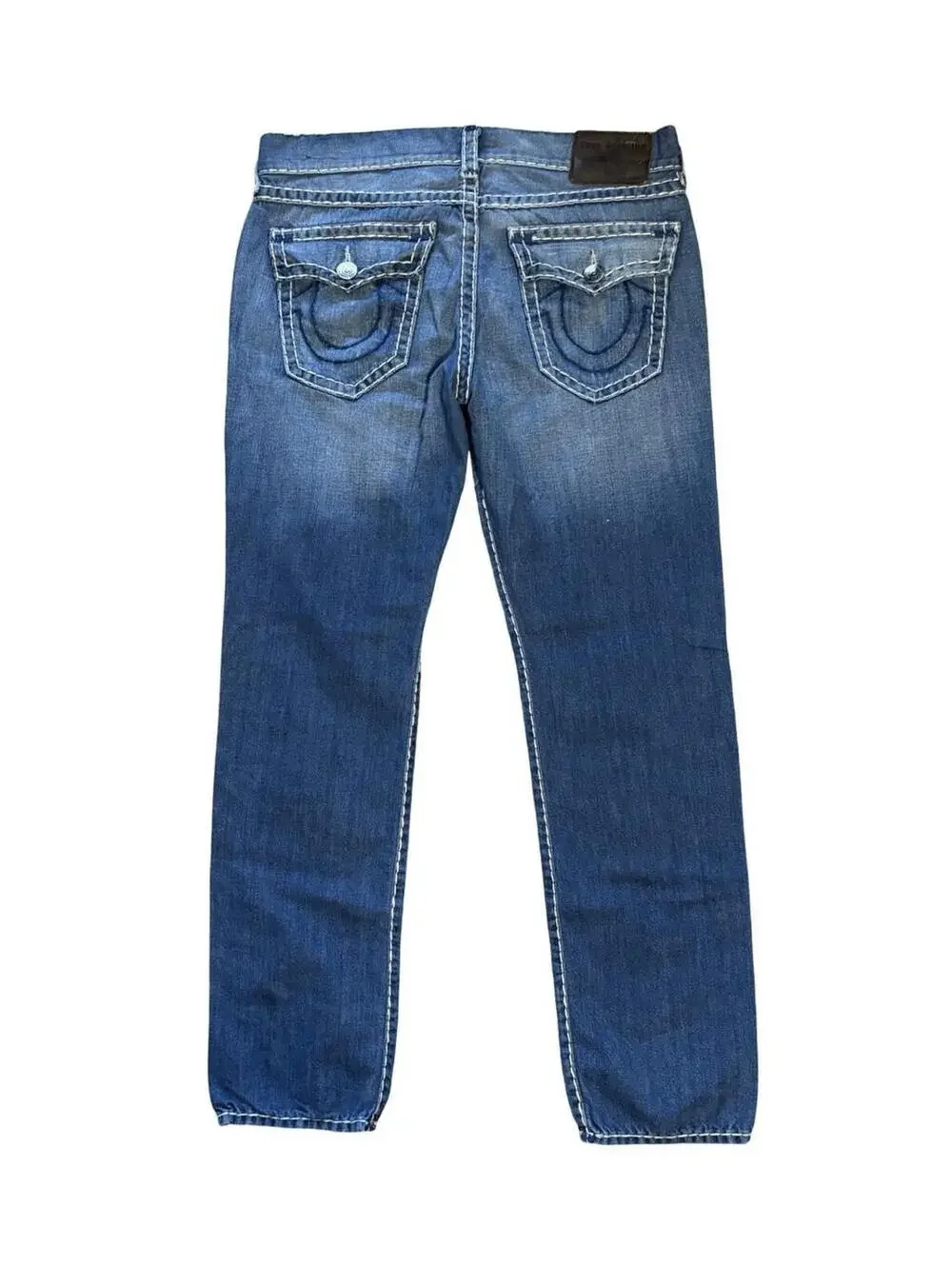 True Religion Geno Relaxed Slim Men's Size 36x33 Blue Jeans W Flap Super T